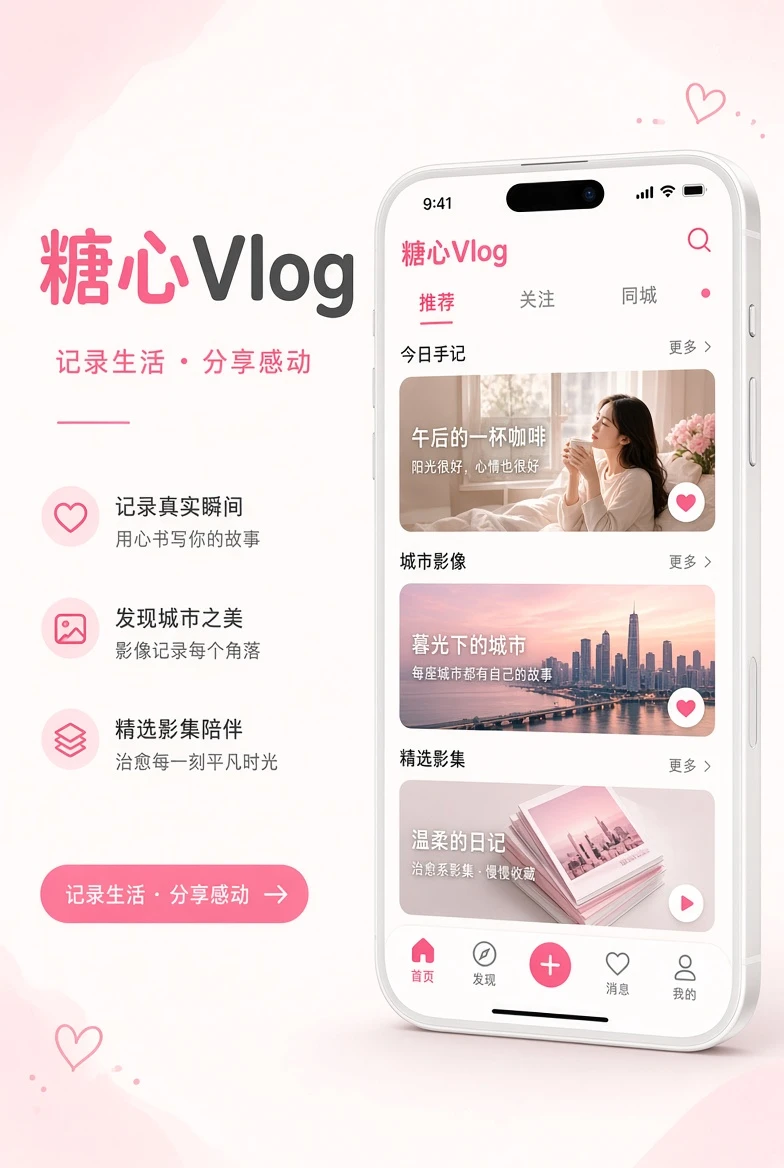 糖心Vlog移动端阅读界面插画